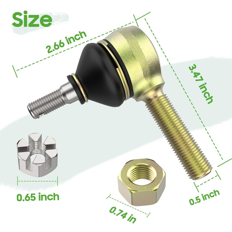 10L0L Golf Cart Tie Rod End Kit for Club Car DS 1976-2008 Gas & Electric, Left-Hand & Right-Hand Thread Ball Joint, OEM# 7539 7540 - Image 4